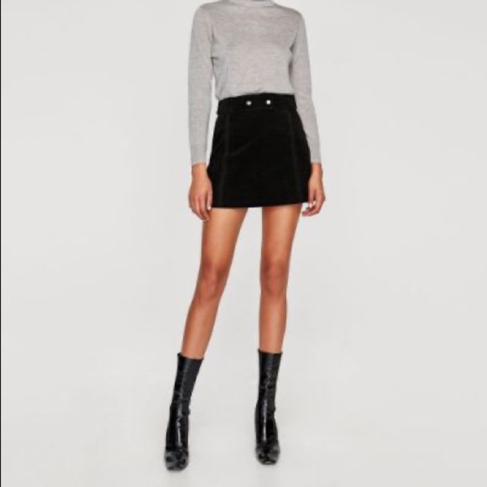 Zara black suede skirt